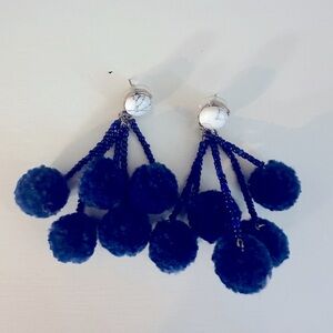 Fun Pom Pom Navy Earrings